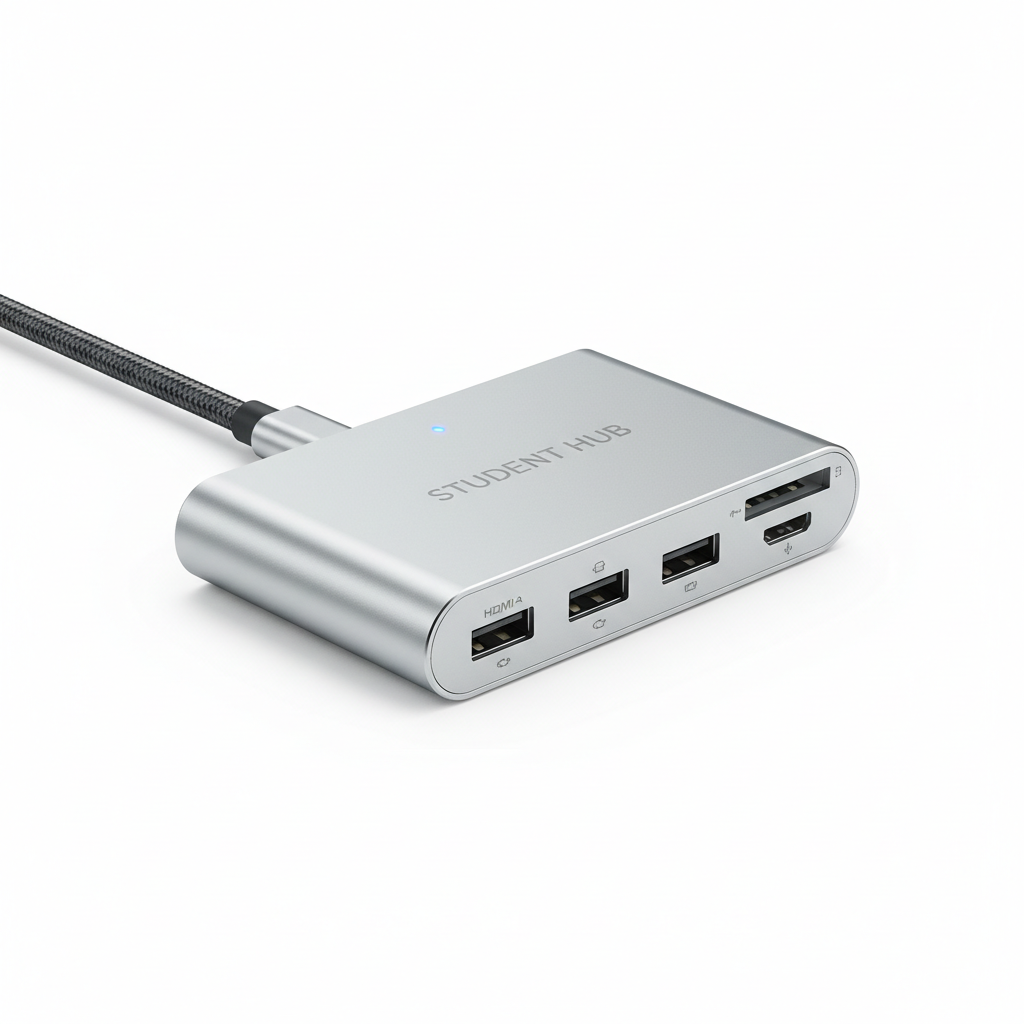 7-in-1 USB hub for students with multiple ports