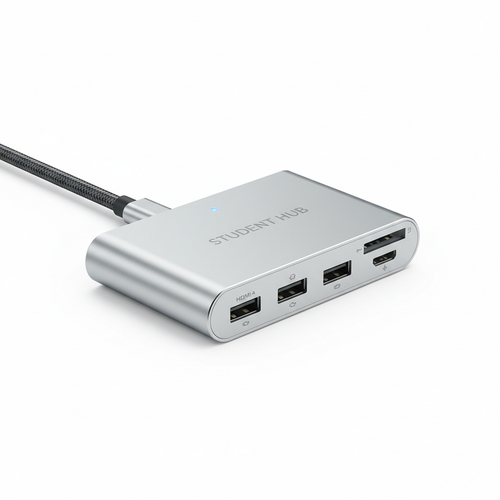 7-in-1 USB hub for students with multiple ports